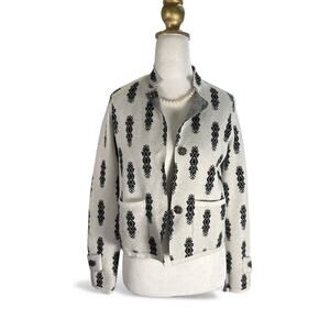Anthropologie Pilcro Debra Cropped Sweater Jacket In A Black and White Print XS